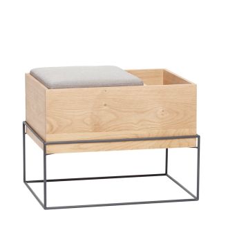Hübsch bänk m / kudde och extra rum, ek natur / grå FSC