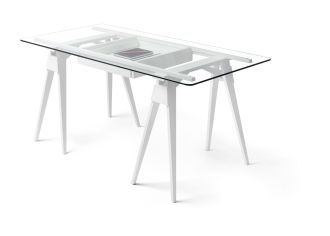Design House Stockholm Arco Table White med glasplatta och lådor